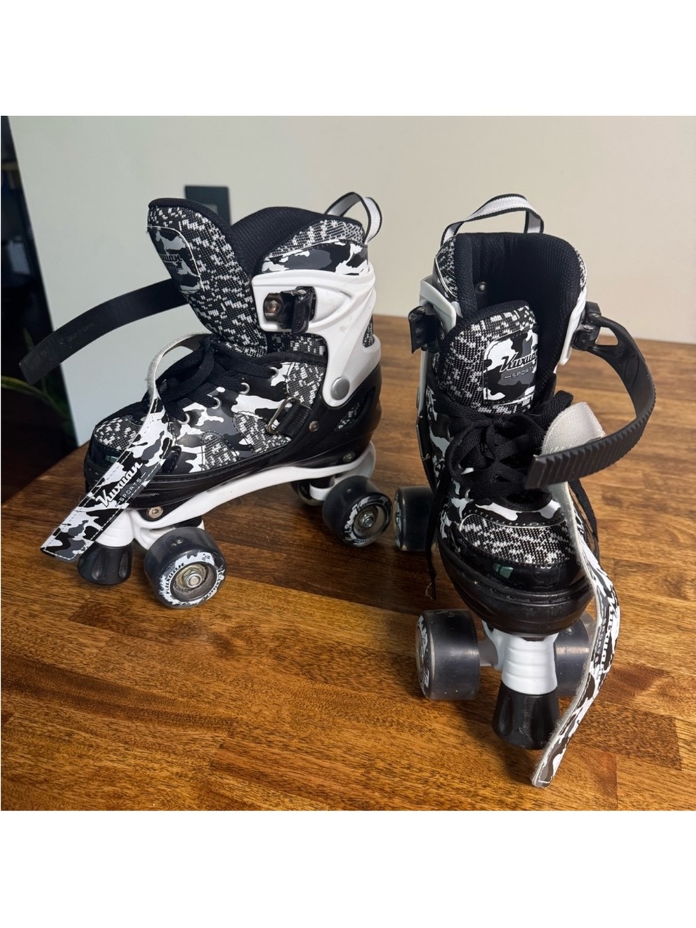 Black & White Kids Quad Roller Skates